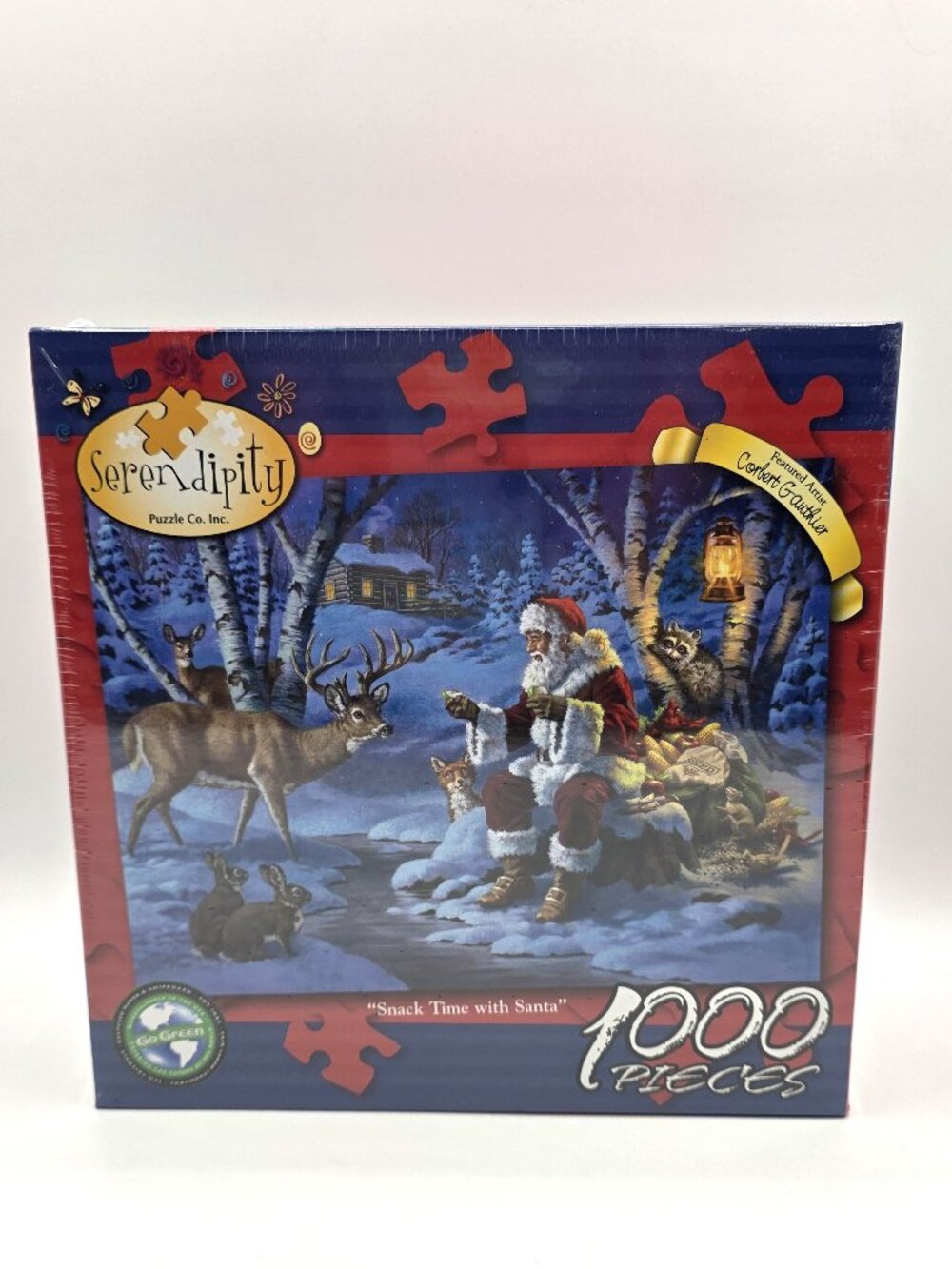 Serendipity Jigsaw Puzzle Snack Time With Santa  1000 Pieces 20" x 27" NEW 2010